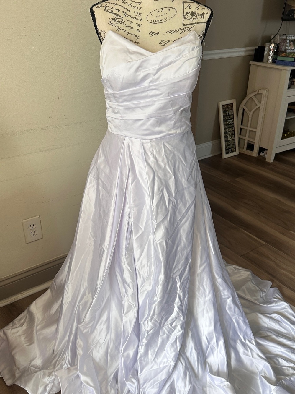 White Strapless A-Line Wedding Dress